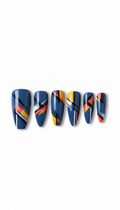 Electric blue graphic gel press-on nail set