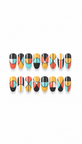 Tangerine pop geometric gel press-on nail set